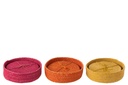 Dessous de verre 6 pièces en jonc de mer rose/orange/jaune