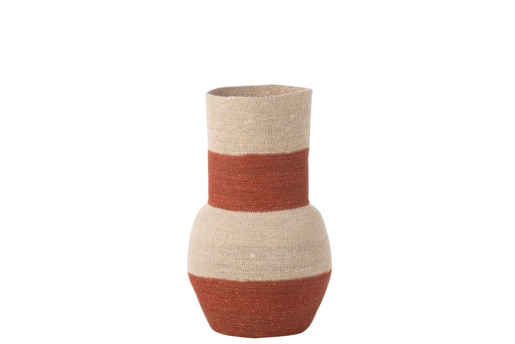 Vase Stripes Seagrass Natural/Terracotta