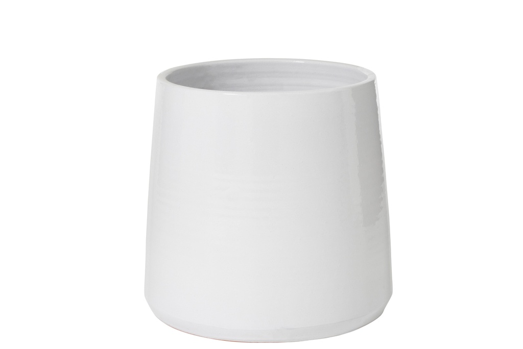 Pot de fleurs rond en céramique blanc