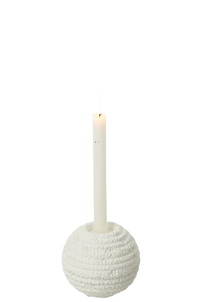 Bougeoir Creta Rond Ciment Blanc