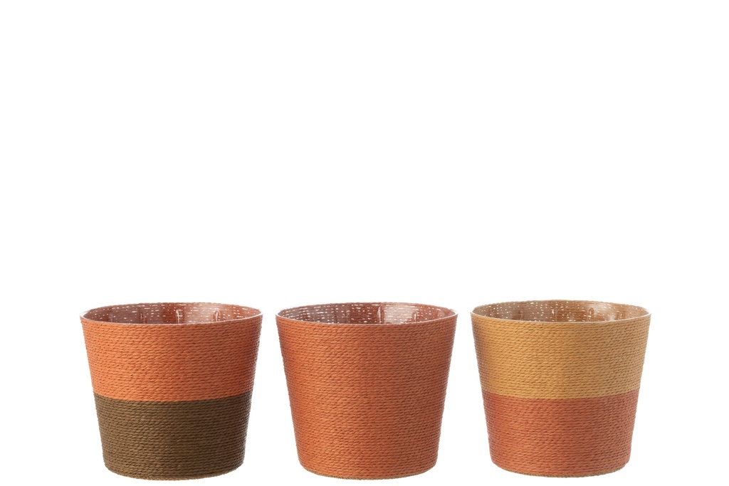 Pot de fleurs Cordes Papier/PET Terre cuite/Ocre/Marron Grand