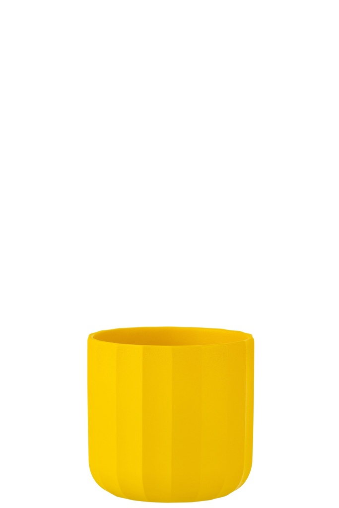 Pot de fleurs d'été en céramique jaune moyen