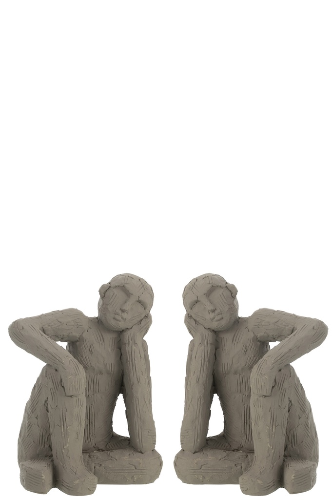 Set Of 2 Bookend Sitting Cement