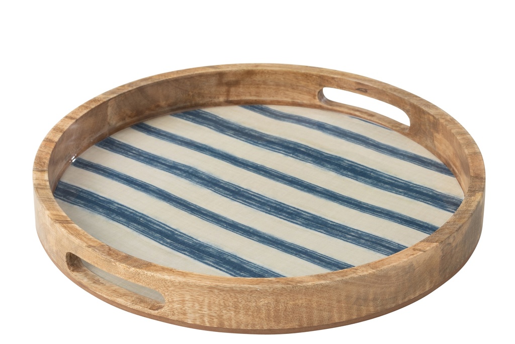 Tray Round Stripes With Handles