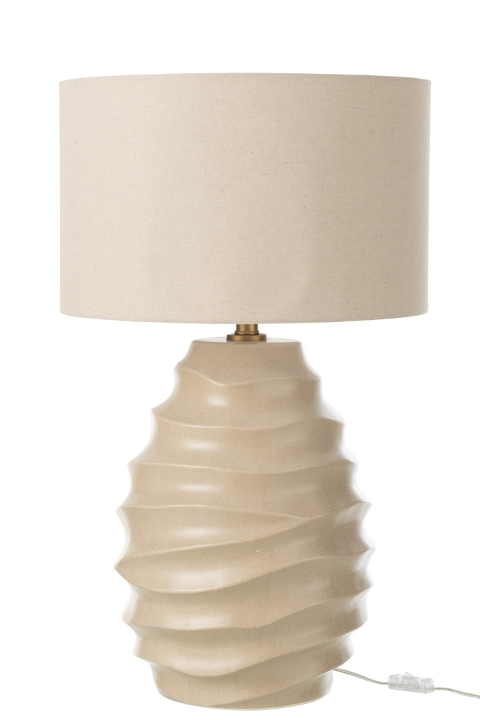Lampe de table ondulée en céramique beige