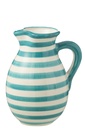 Pichet Granada Stripes en céramique blanc/aqua