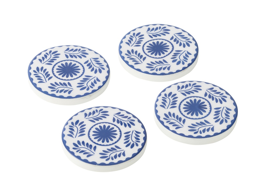 Set Of 4 Coasters Floral Pattern