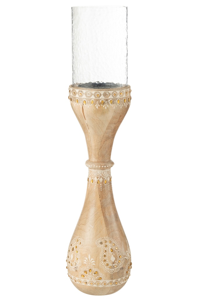 Candle Holder Beads Mango Wood