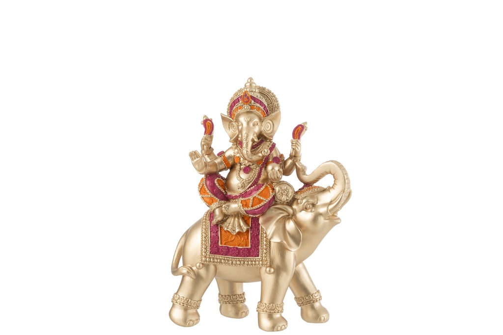 Ganesha On Elephant Resin Mix