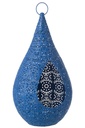Photophore goutte métal/verre bleu
