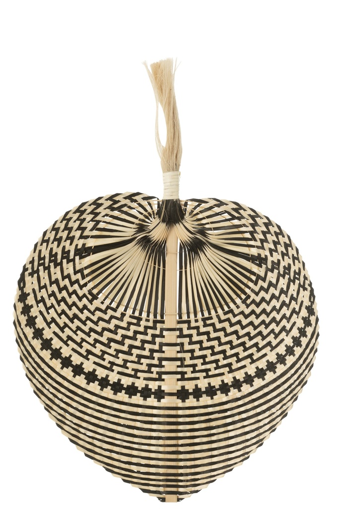 Grand éventail en bambou tressé naturel/noir