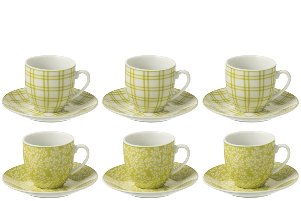Coffret de 6 tasses à café + soucoupes