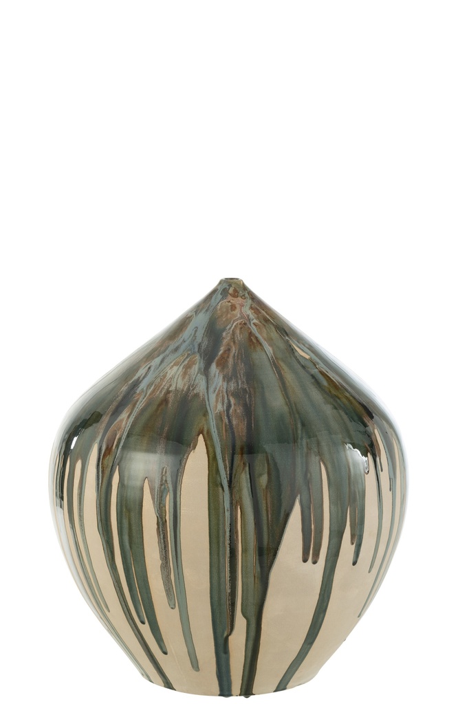 Vase High Paint Céramique Naturel/Vert