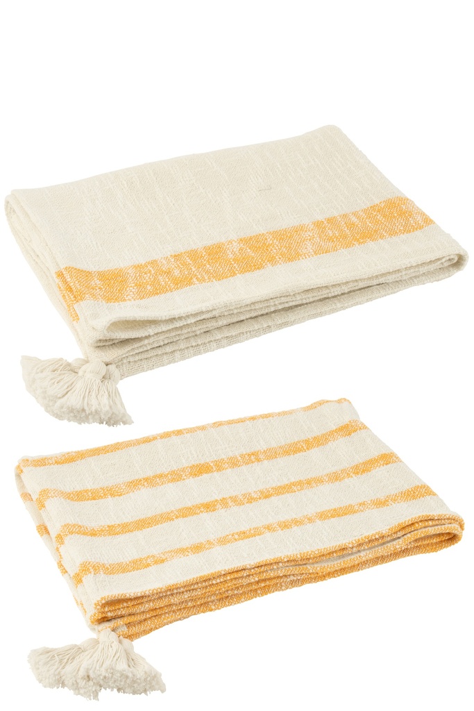 Plaid Stripes+Tassels Cotton White/Orange Assortment