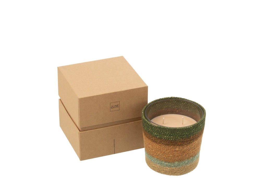 [50526] Scented Candle Basket Wax Beige/Blue