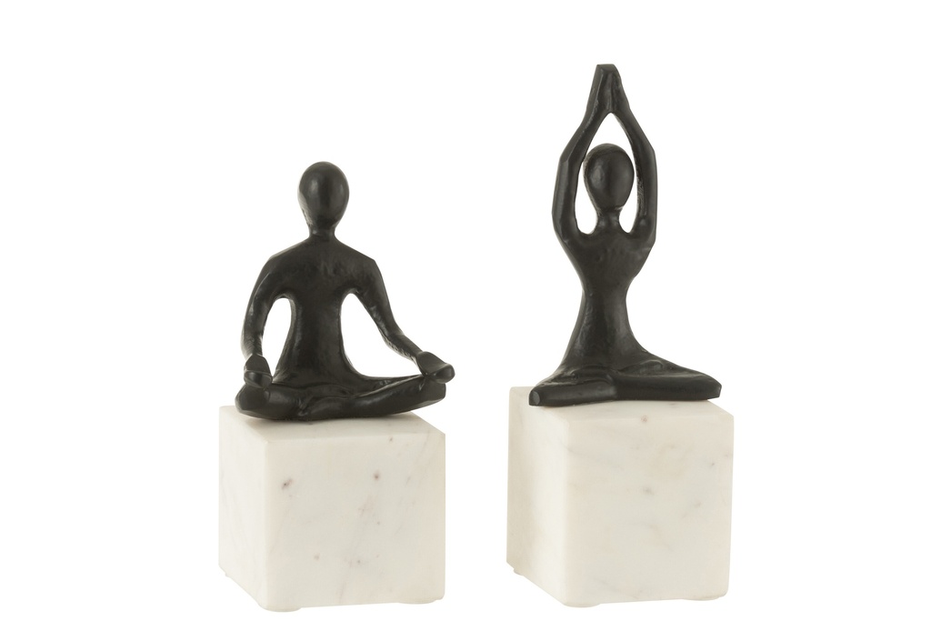 Figurine Yoga Aluminium/Marbre Noir/Blanc Assortiment