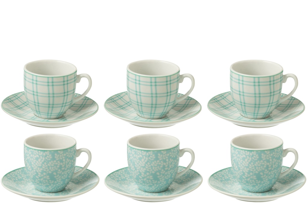 Coffret de 6 tasses à café + soucoupes