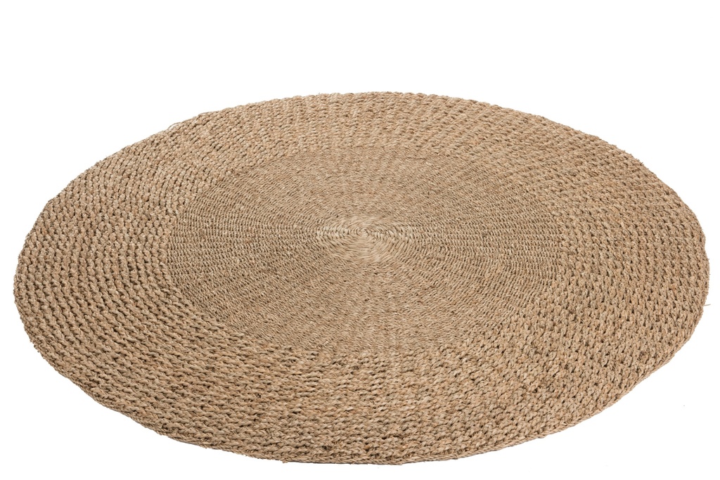 Tapis rond tressé en jonc de mer naturel