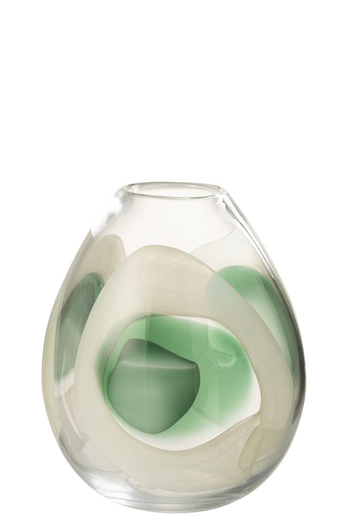 Vase Livy Verre Vert/Blanc/Transparent Moyen