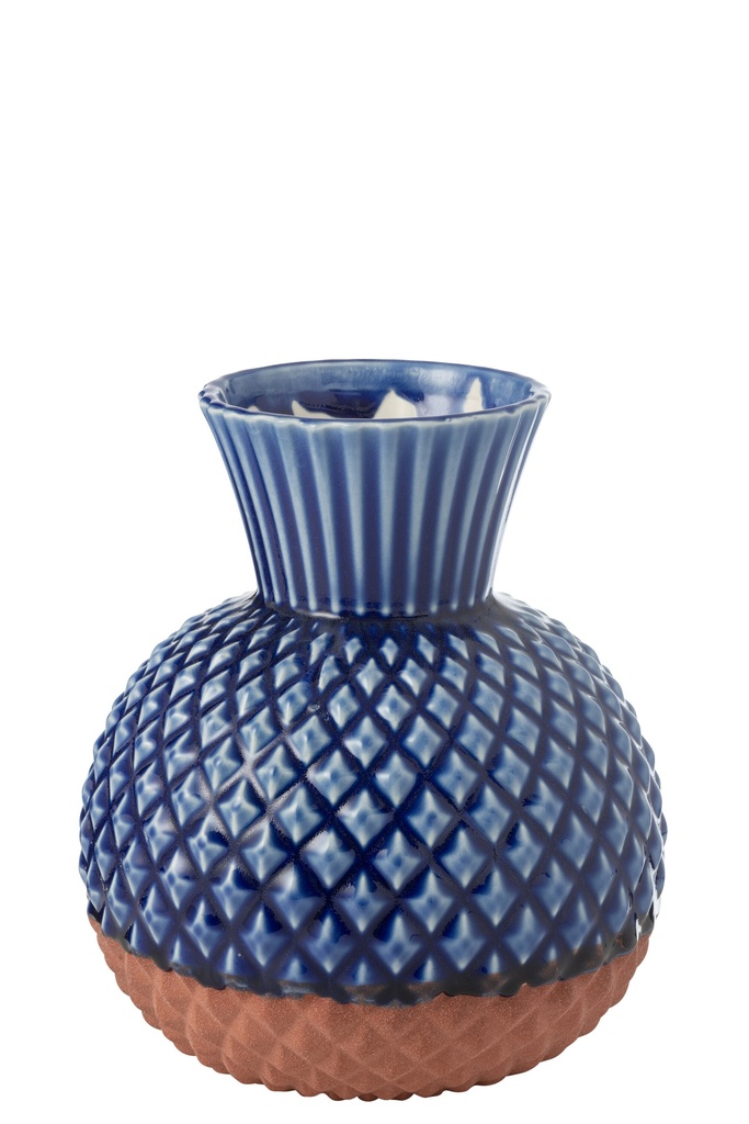 Vase Leo Round Porcelain Blue/Terra