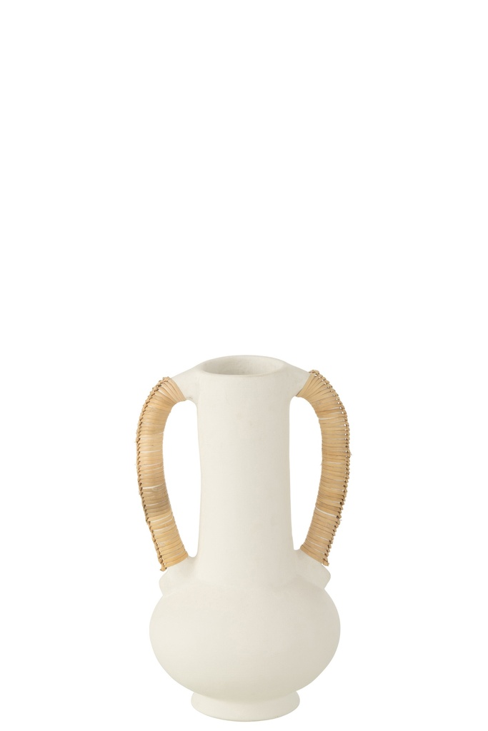 Vase Amphora Leo Terre Cuite Blanc/Naturel