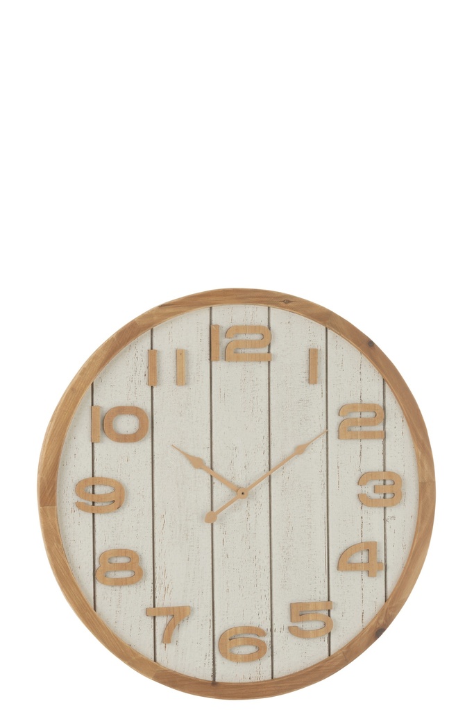 Wall Clock Wood/MDF White/Natural Large
