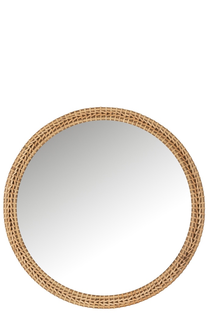 Miroir rond en bois de sapin/verre naturel