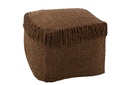 Pouf Carré Tissé+Franges Viscose Foncé