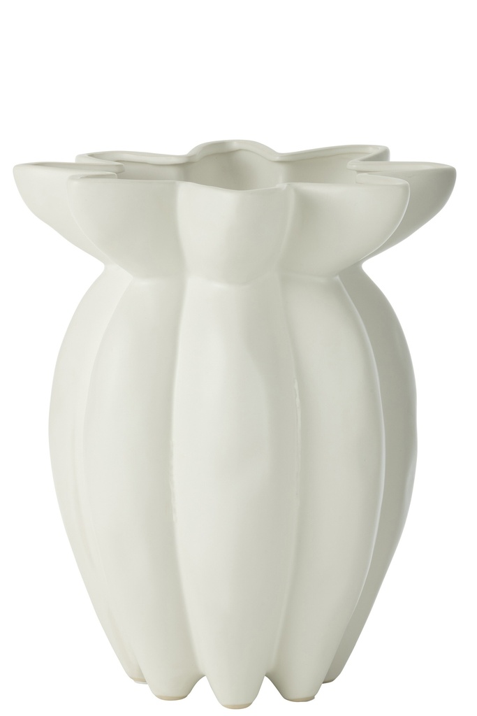 Vase Lotus Céramique Blanc Grand