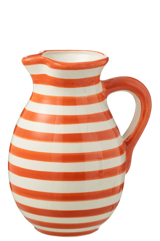 Pitcher Granada Stripes Ceramic White/Orange
