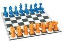 Jeu d'échecs en résine bleu/orange