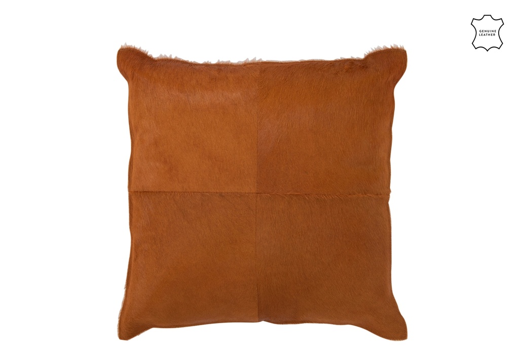 Coussin en cuir de vachette camel