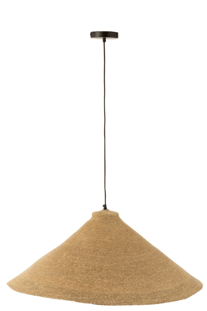 Lampe suspendue cône en jonc de mer naturel