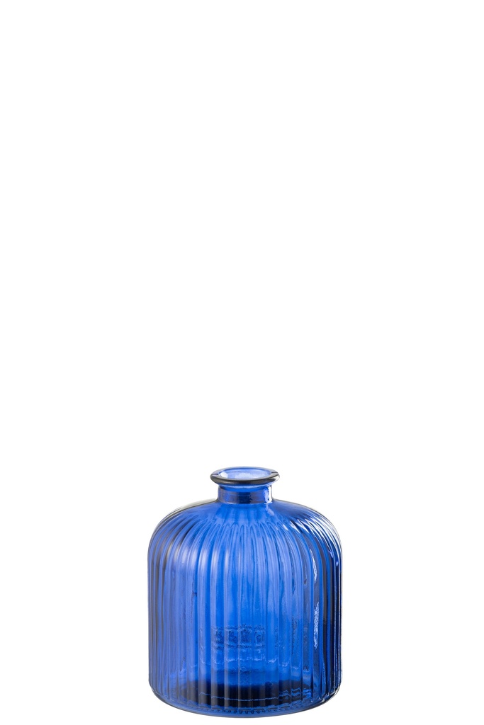 Vase Bottle Stripe Glass Blue