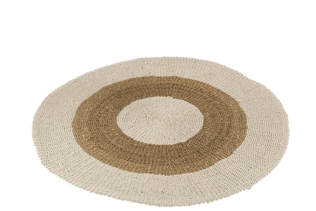 Tapis rond en jonc de mer blanc/naturel moyen