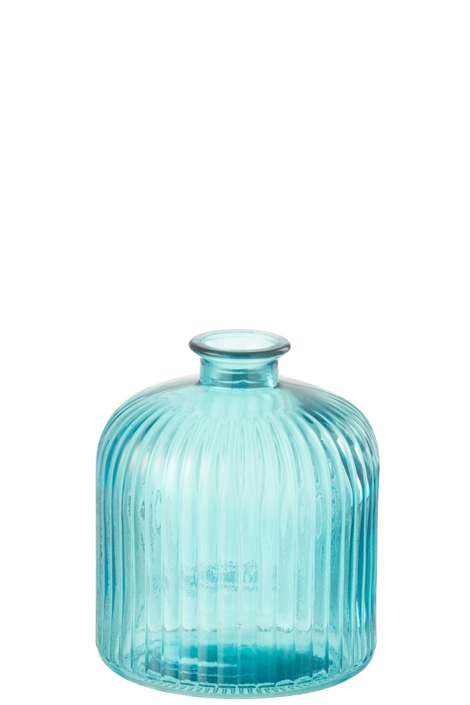 Vase Bottle Stripe Glass Aqua
