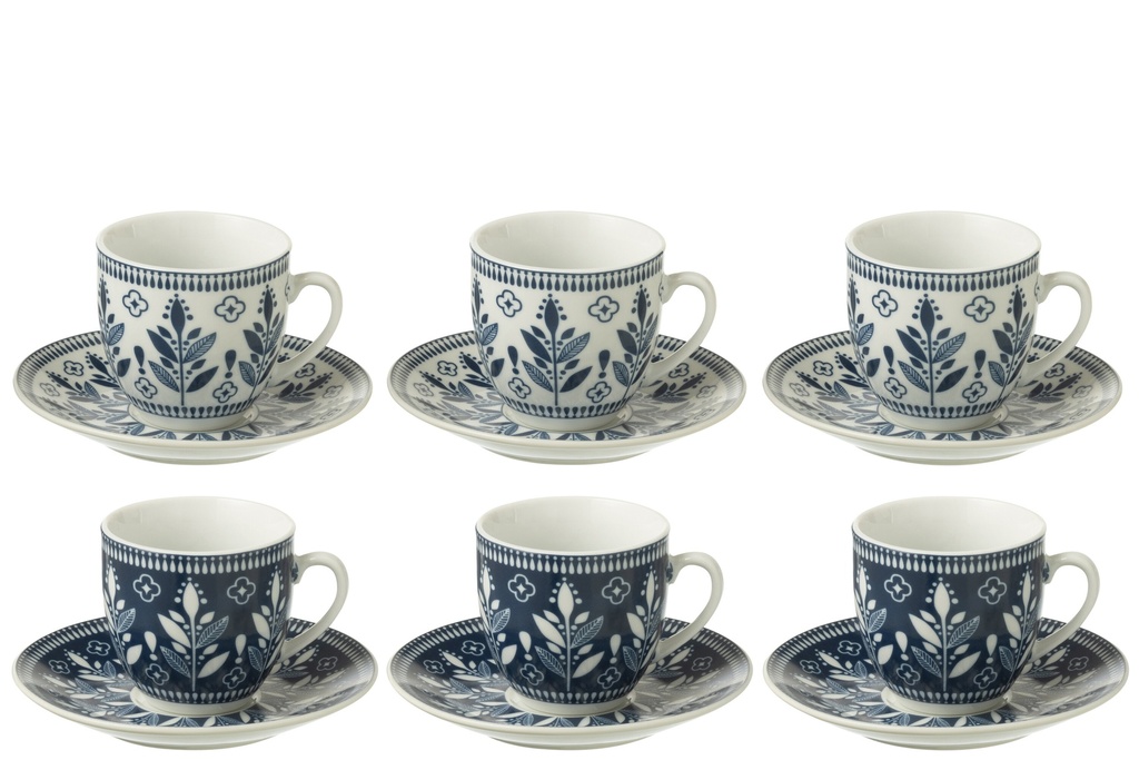 Coffret de 6 tasses à café + soucoupes