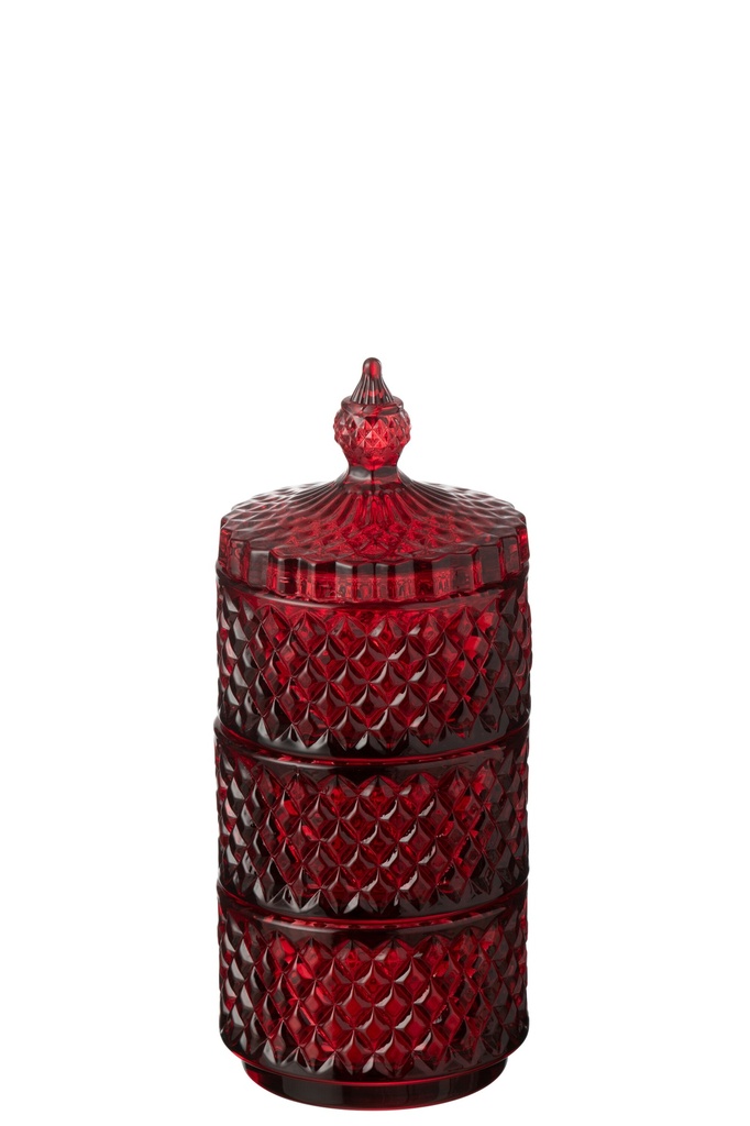Jar 3 Levels Glass Cherry
