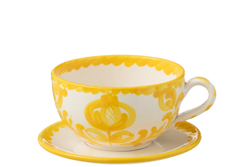 Tasse + Assiette Granada Céramique Blanc/Jaune