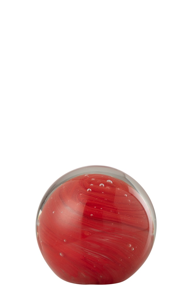 Paperweight Twister Round Glass Red