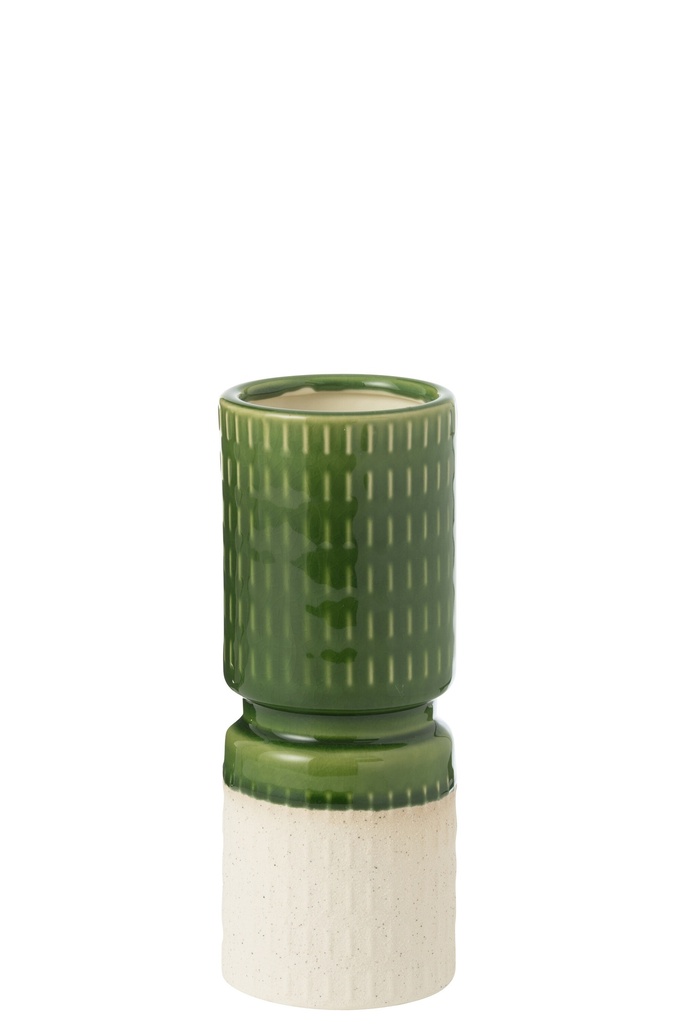 Vase Reya Round Porcelain White/Green