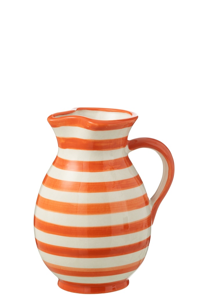 Pitcher Granada Stripes Ceramic White/Orange