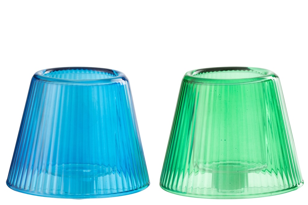 Tealight Holder Hat Glass Blue/Green