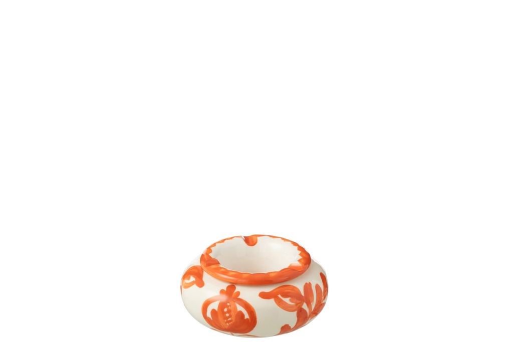 Cendrier Granada Céramique Blanc/Orange Petit