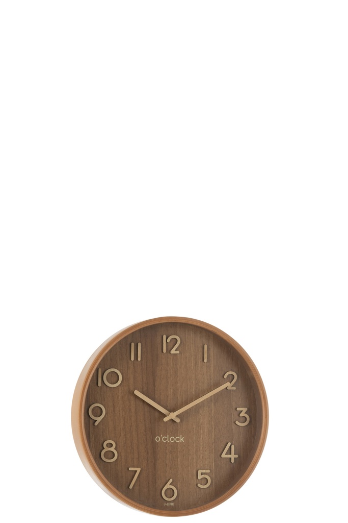 Wall Clock Plywood/MDF Dark Natural