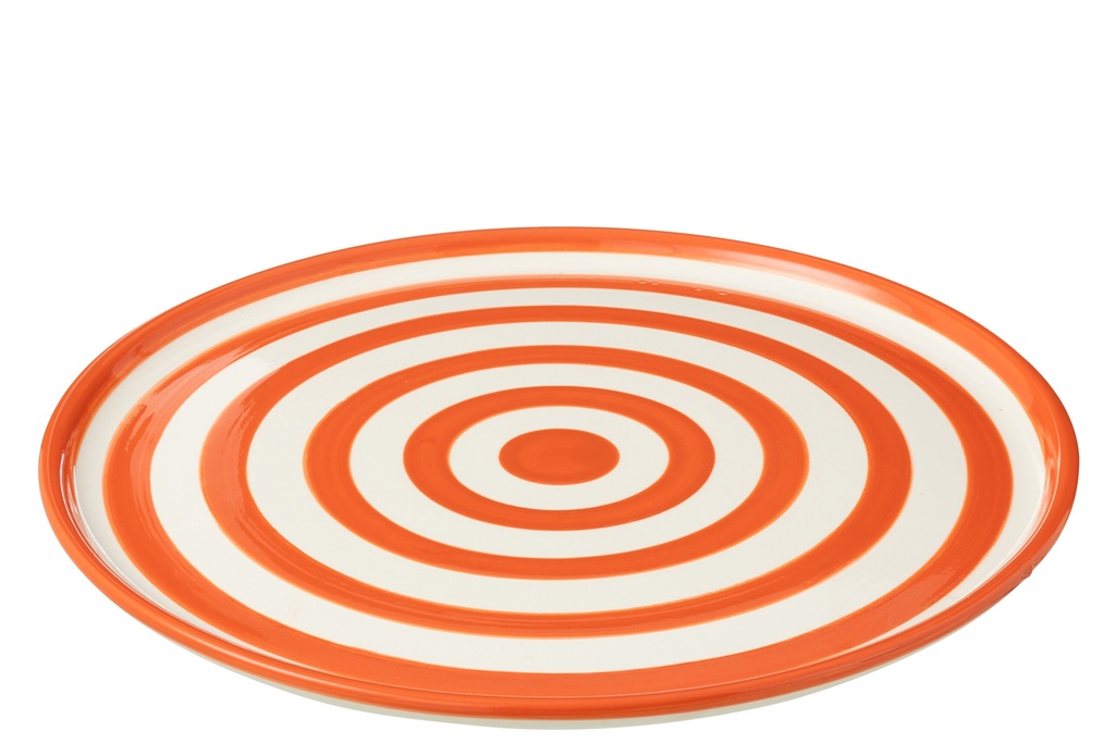 Assiette Granada Stripes Céramique Blanc/Orange