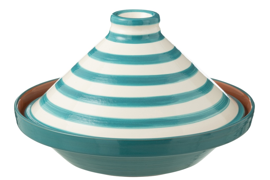 Tajine Granada Stripes Céramique Blanc/Aqua