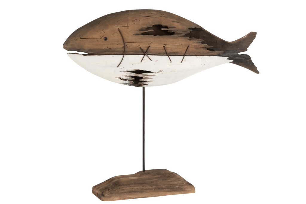 Fish Paulownia Wood Dark Brown/White