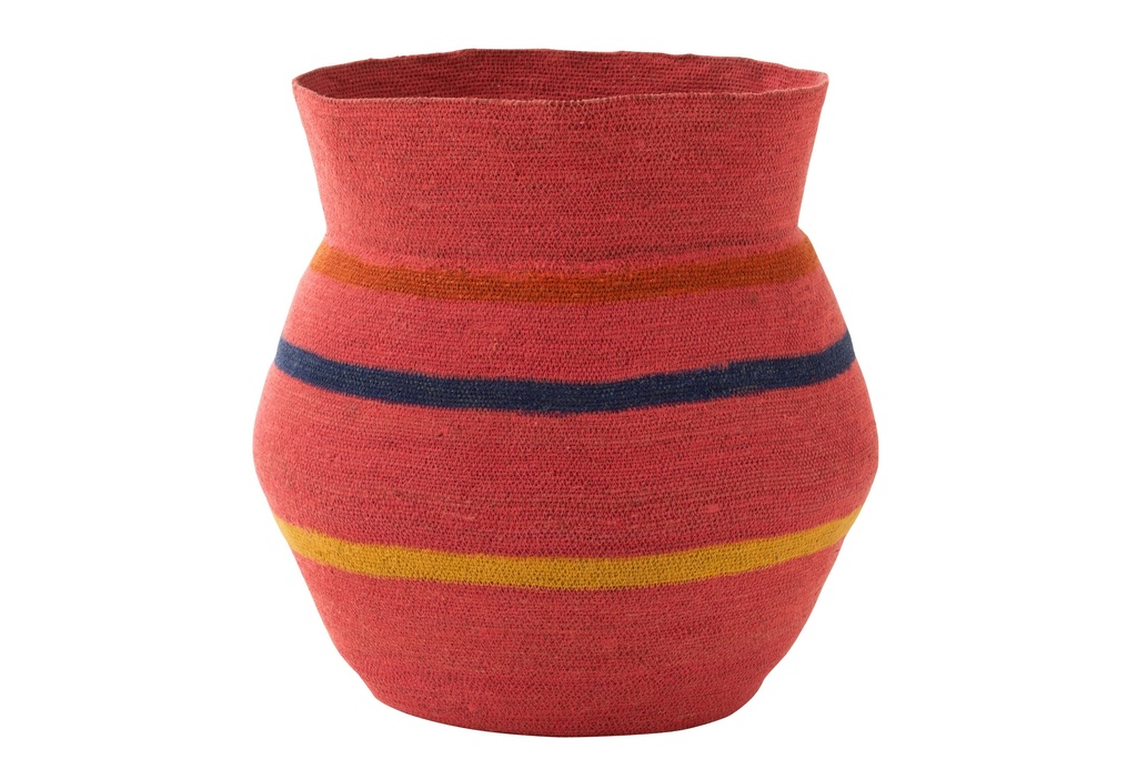 Basket Colourful Stripes Seagrass Pink