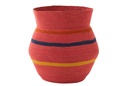 Basket Colourful Stripes Seagrass Pink